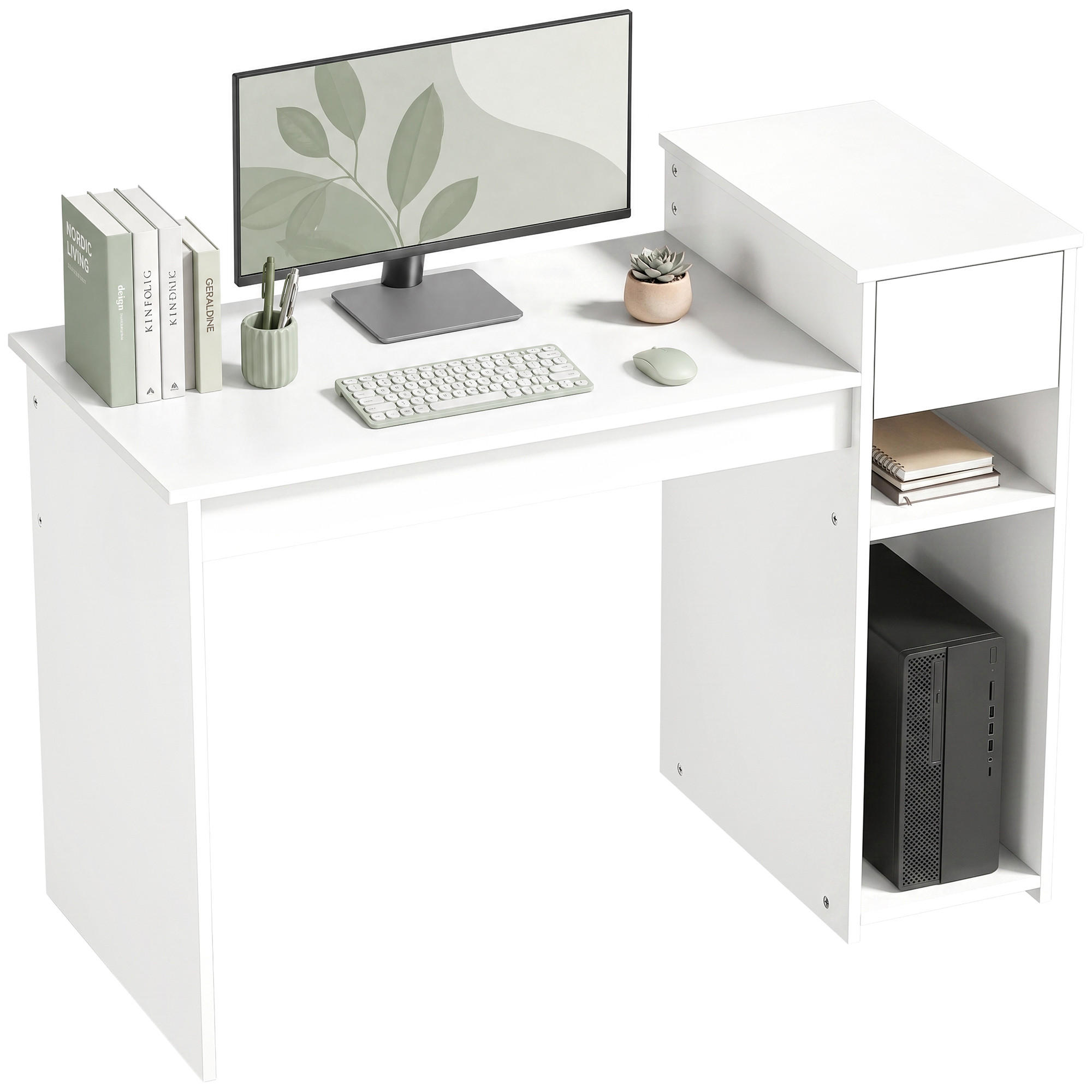 BÜROTISCH Weiß 1 Stück - Weiß, Holzwerkstoff (50/108/82cm) - GiPP