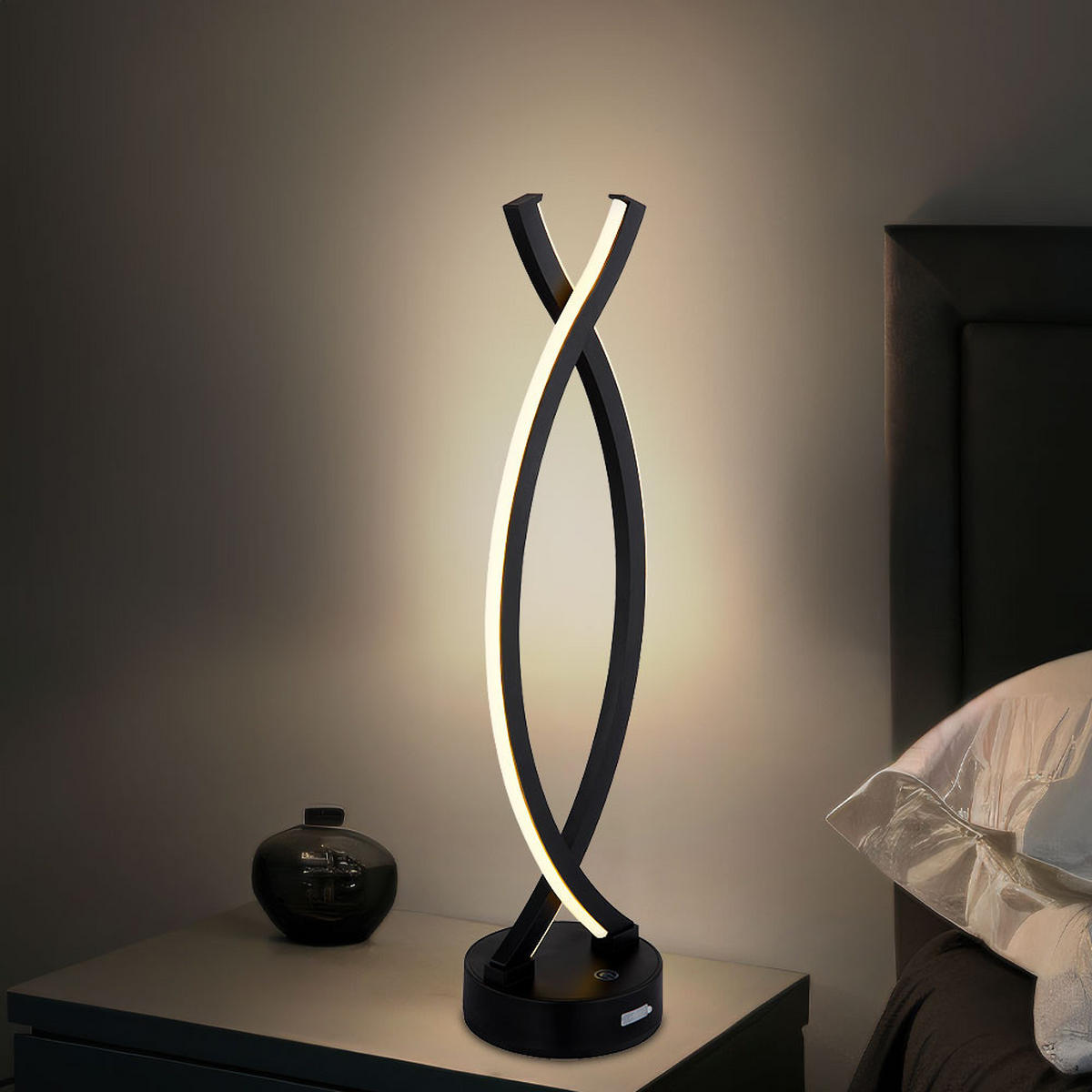 LED TISCHLEUCHTE HELA Schwarz - Schwarz, Kunststoff (12.5/10/41cm) - Globo Lighting