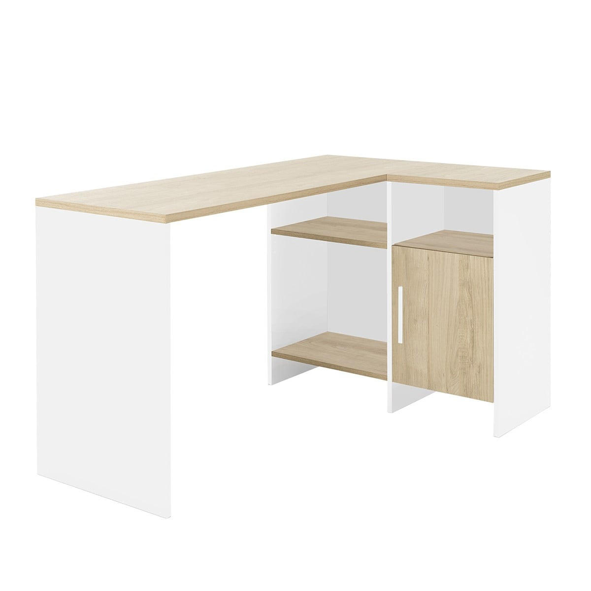 INDUSTRIAL Eckschreibtisch Liverpool - Französische Herstellung - Weiß, Holzwerkstoff (136/88/76cm) - Calicosy