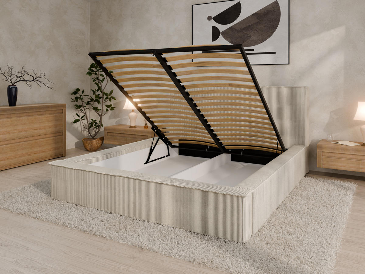 POLSTERBETT SANA 160x200cm Elegantes Polsterbett für modernen Wohnstil , ohne matratze, beige - Beige, Holz (160/200cm) - Panda Möbel