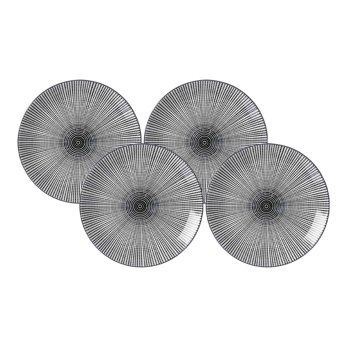 DESSERTTELLER Takeo Stripes schwarz-weiß ø 21,5 cm 4er Set - Schwarz/Weiß, Keramik (21.5cm) - Ritzenhoff Breker
