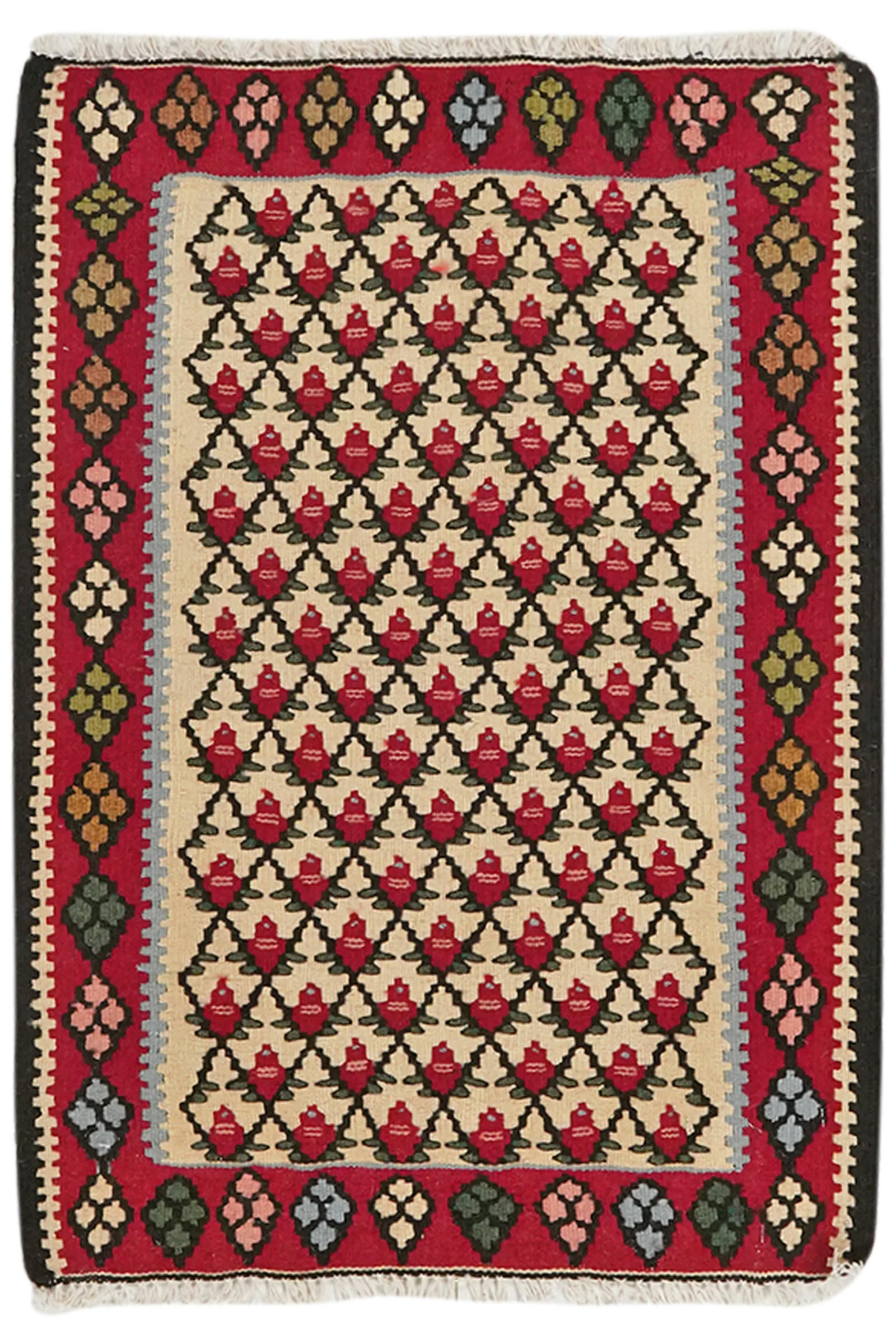 HANDWEBTEPPICH Kelim Senneh Mehrfarbig 83/59 cm Schurwolle - Multicolor, Textil (59/83cm) - Looma