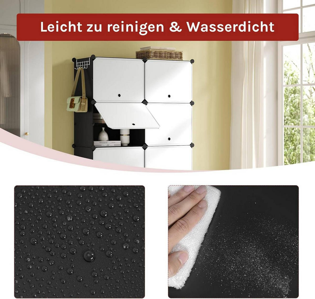 SCHUHREGAL mit 10 Fächern, Schwarz+Weiß - Schwarz/Weiß, Kunststoff/Metall (94/180/36.5cm) - Woltu