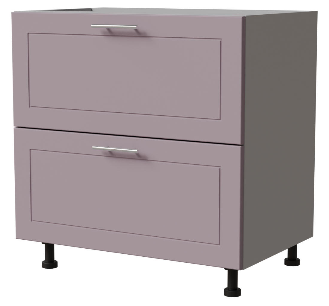 SCHUBLADENUNTERSCHRANK Bari D2/80 Grau / RAL 4009 pastellviolett 80 / 50 / 82cm HETTICH Vollauszug - Violett/Grau, Holz/Holzwerkstoff (80/82/50cm) - Feldmann-Wohnen