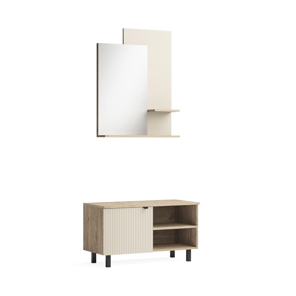 GARDEROBE Puerto, Eiche/Cashmere, 2- er Set - Kaschmir/Eichefarben, Holzwerkstoff (86/48/40cm) - Vicco