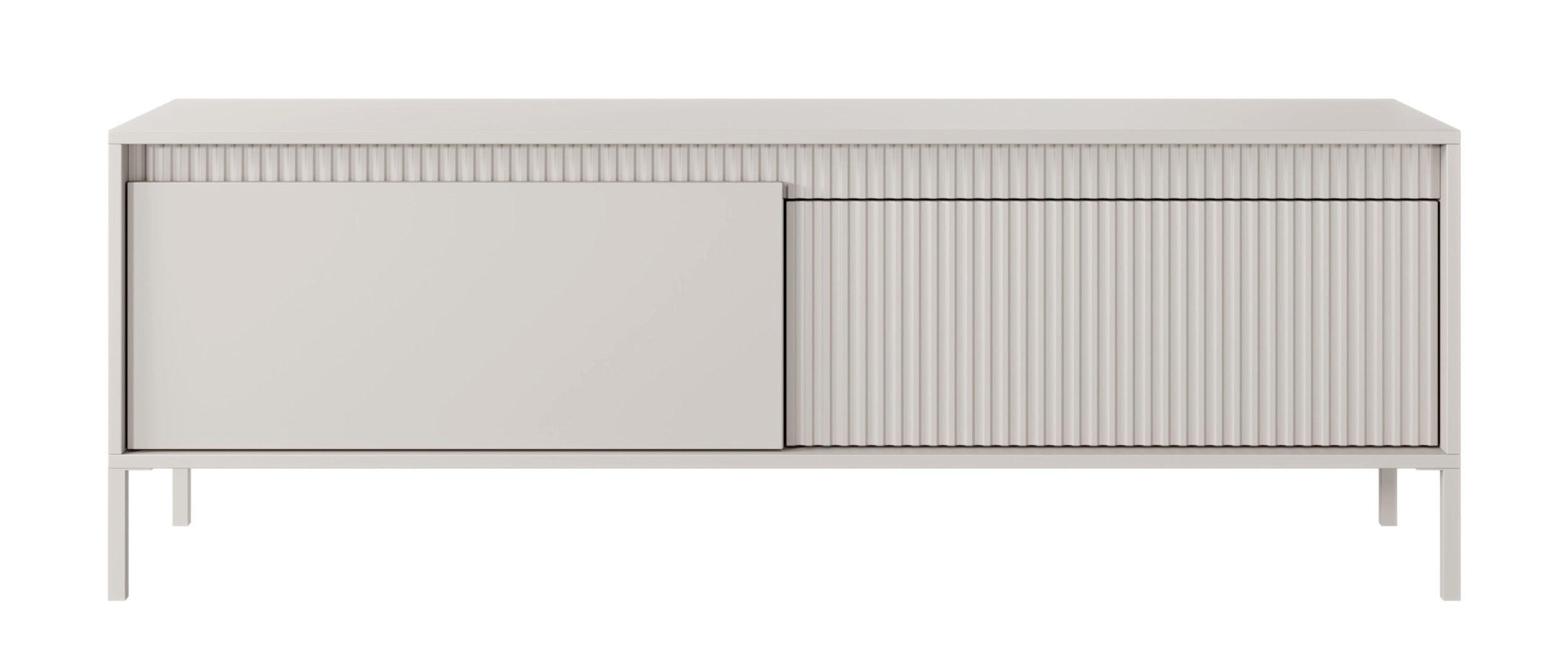 TV stolík Falsetto béžový s 3D štruktúrou čela 154/53/40 cm - béžová, kov/kompozitné drevo (153/53.4/39.5cm) - Selsey