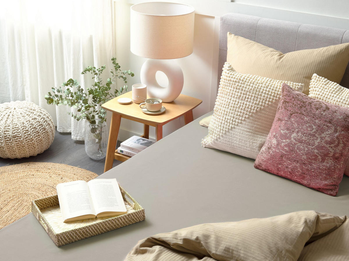 SPANNBETTLAKEN 140/200 cm Baumwolle Taupe Janbu - Taupe, Textil (140/200cm) - Beliani