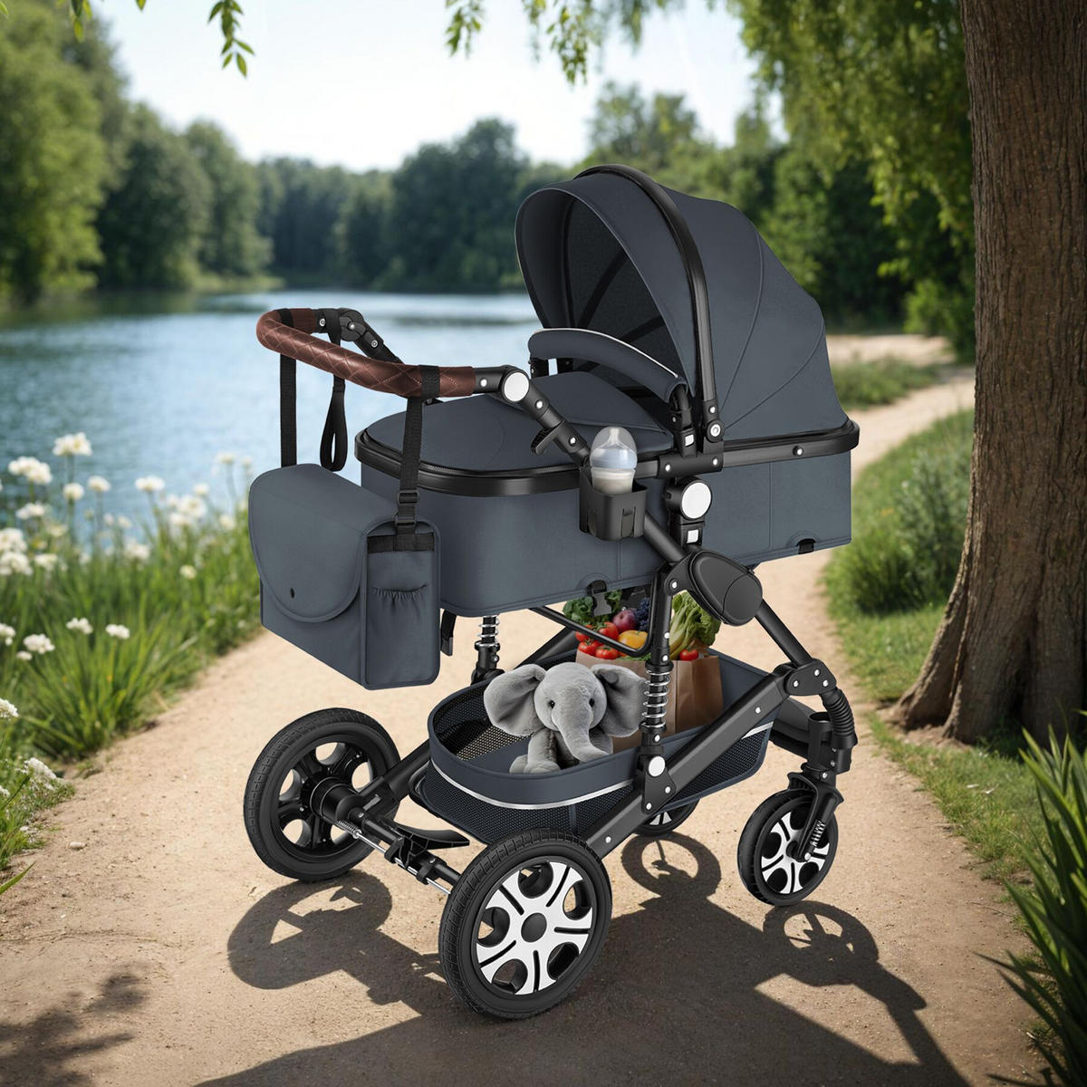 KOMBI-KINDERWAGEN Mats,für 0 bis 36 Monate geeignet, Belastbarkeit 15 kg,anthrazit - Anthrazit, Kunststoff (100/63/120cm) - tectake