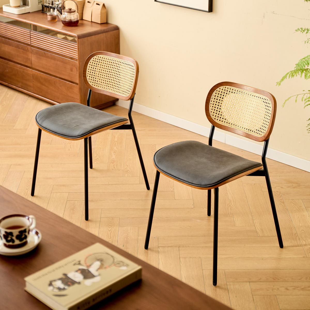 STUHL 2er-Set Kunstleder Schwarz - Schwarz, Textil (46/75/55cm) - Nordlys