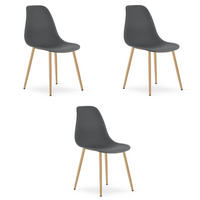 ESSZIMMERSTUHL 3-er Set KALEO dunkelgrauer Sitz, natürliche Beine - Dunkelgrau/Naturfarben, Kunststoff (46/84/51cm) - Valora