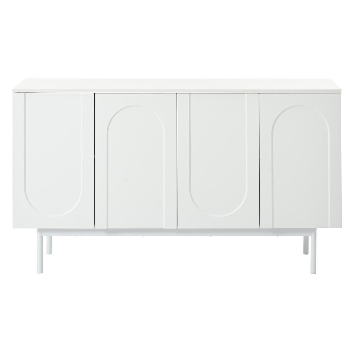 SIDEBOARD mit verstellbaren Einlegeböden und gewölbtem Frontdesign, Weiß - Weiß, Holzwerkstoff (140/80/42cm) - Redom