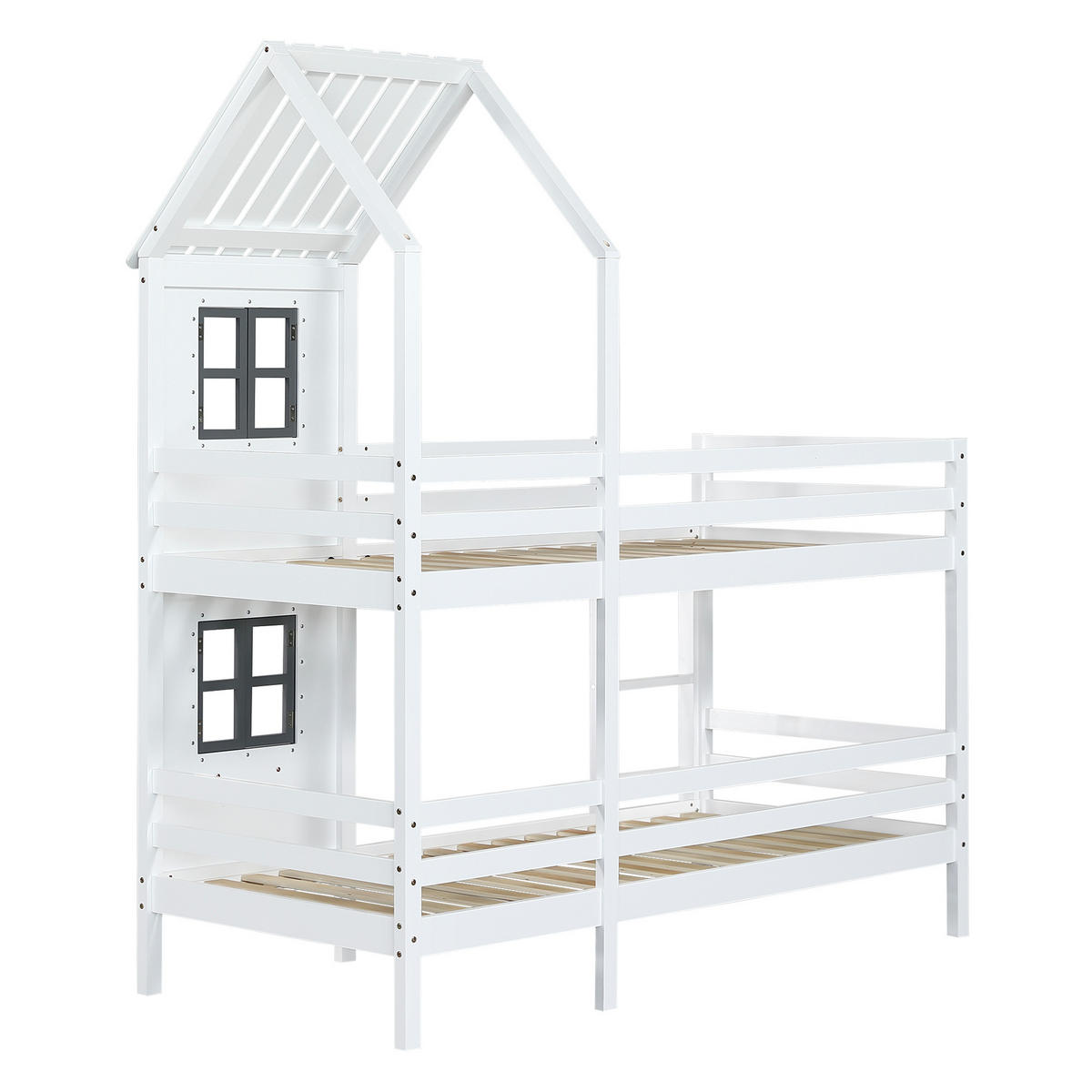 ETAGENBETT Kiefer 90/200 cm Weiß - Weiß, Holz/Holzwerkstoff - Raumix