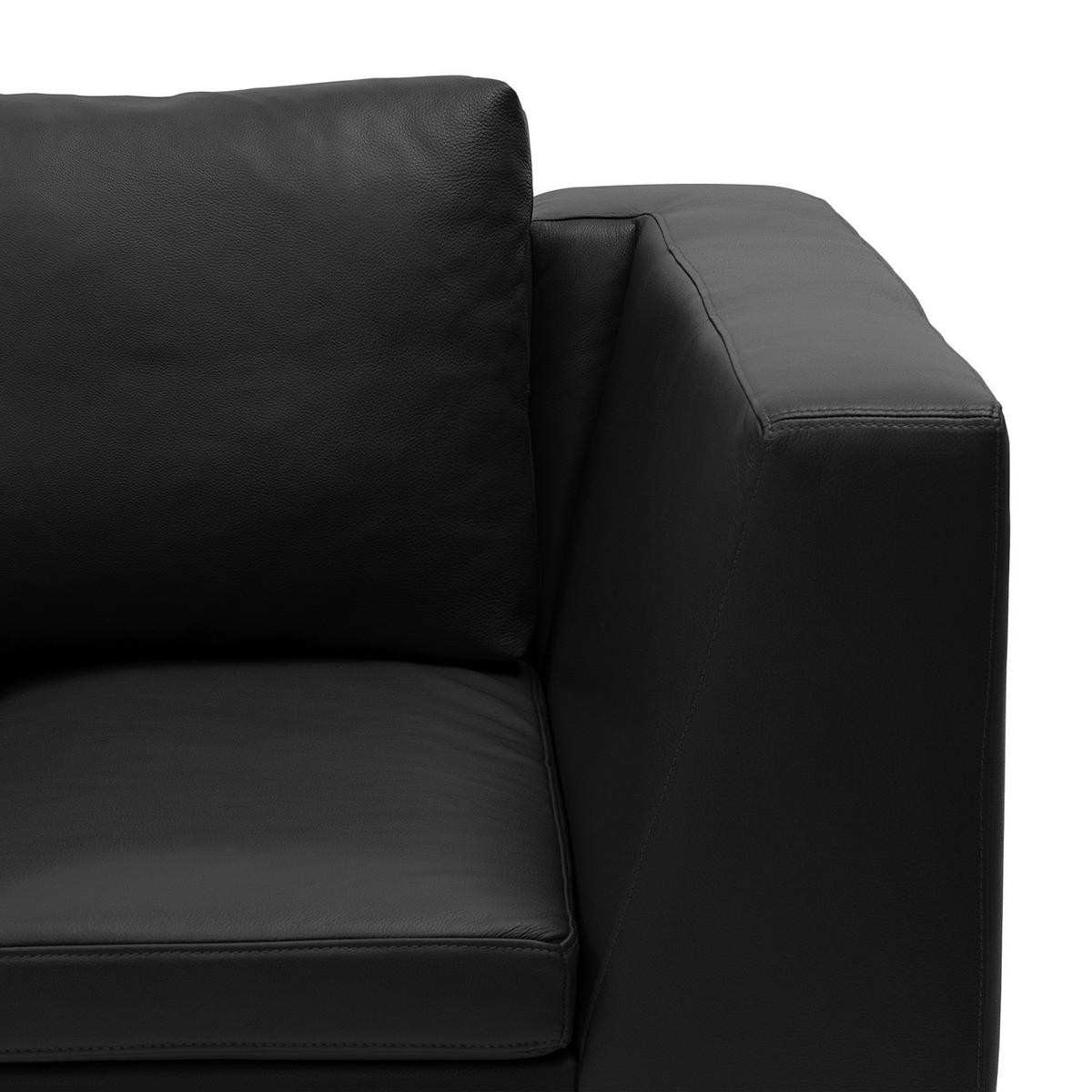 ECKSOFA mit Ottomane - Chromfarben/Schwarz, Leder/Metall (255/230cm) - home24