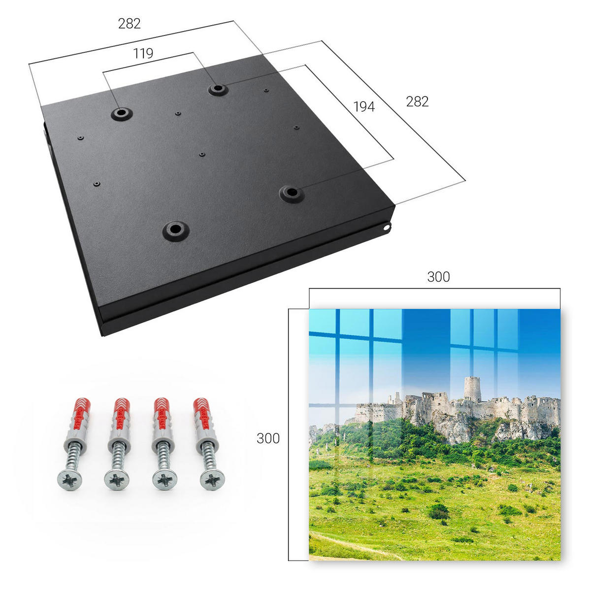 SCHLÜSSELBOX Schwarz 30x30 cm- Türöffnung nach rechts - Steinburg - Blau, Metall (30/30/5cm) - TULUP