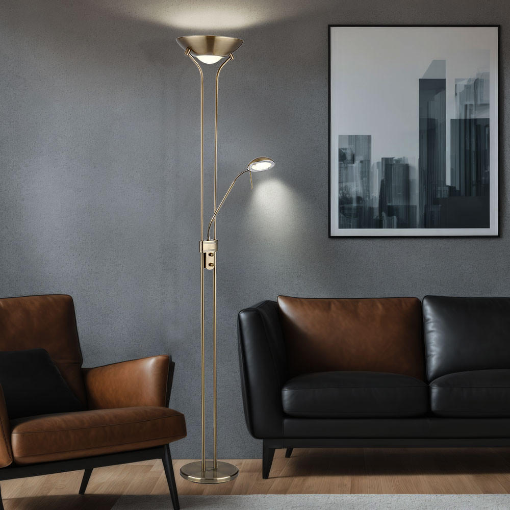 LED STEHLEUCHTE Metall Messing - Messingfarben, Glas (25.5/25.5/180cm) - Globo Lighting