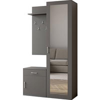 GARDEROBE Talia mit Spiegel, universell montierbar, 100/180/35 cm Grau - Grau, Holzwerkstoff (100/180.5/35cm) - WFL GROUP