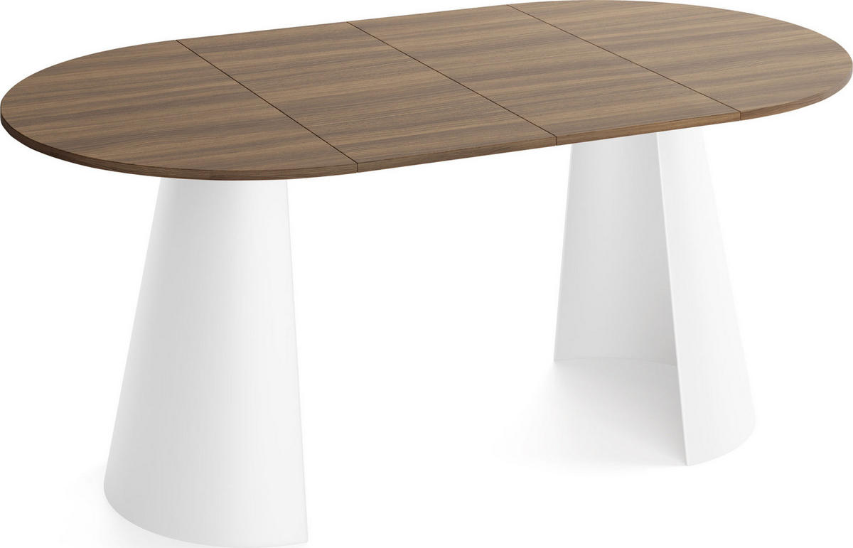 ESSTISCH Lamio runder ausziehbarer, Walnuss Braun 120-200/120/76 cm - Walnussfarben/Weiß, Holzwerkstoff/Metall (120/120/76cm) - WFL GROUP