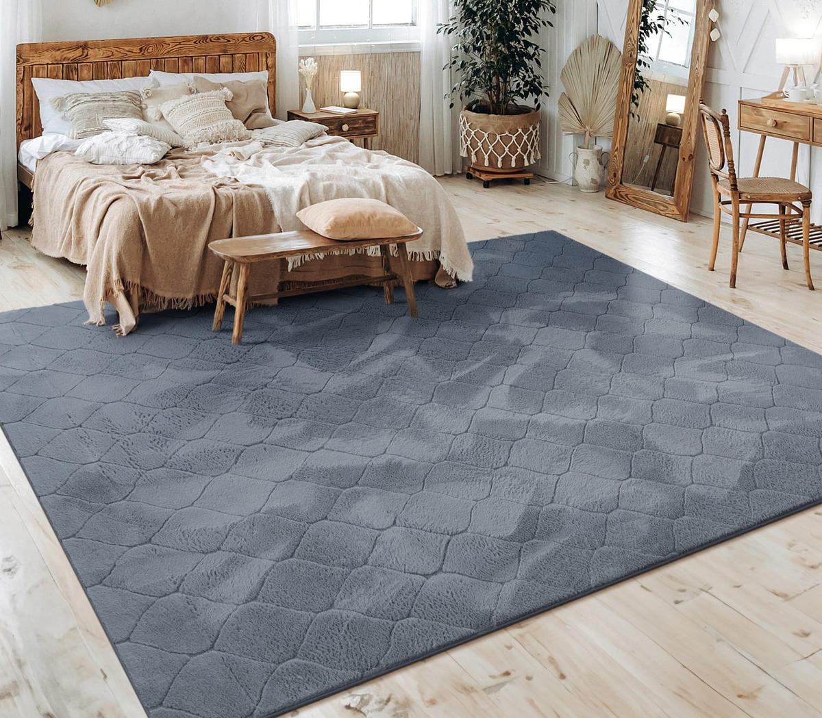 KURZFLORTEPPICH 60/100 cm Lelystad 522 - Anthrazit, Kunststoff (60/100cm) - Paco Home