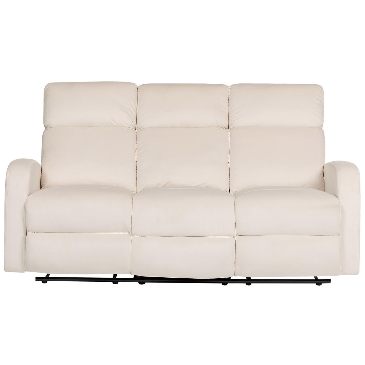 3-SITZER-SOFA Samtstoff creme elektrisch verstellbar Verdal - Weiß, Textil (180/102/73cm) - Beliani