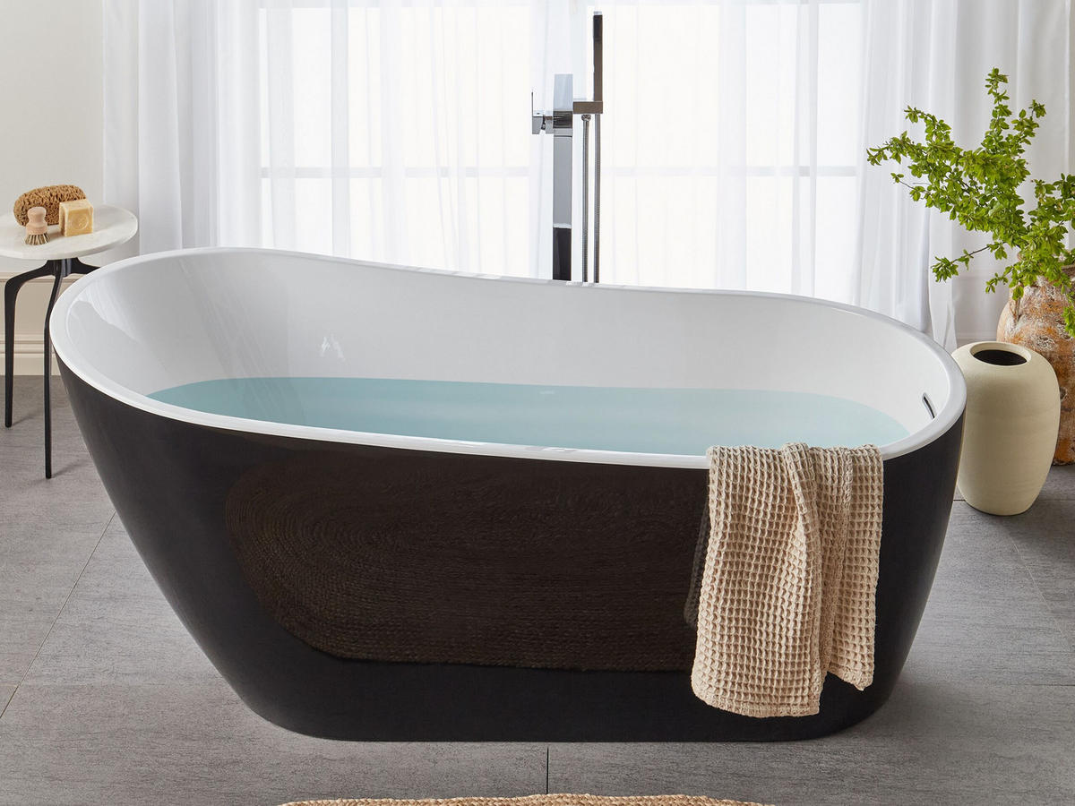 BADEWANNE FREISTEHEND 78x170x72 cm schwarz Solarte - Schwarz, Kunststoff (78/72/170cm) - Beliani