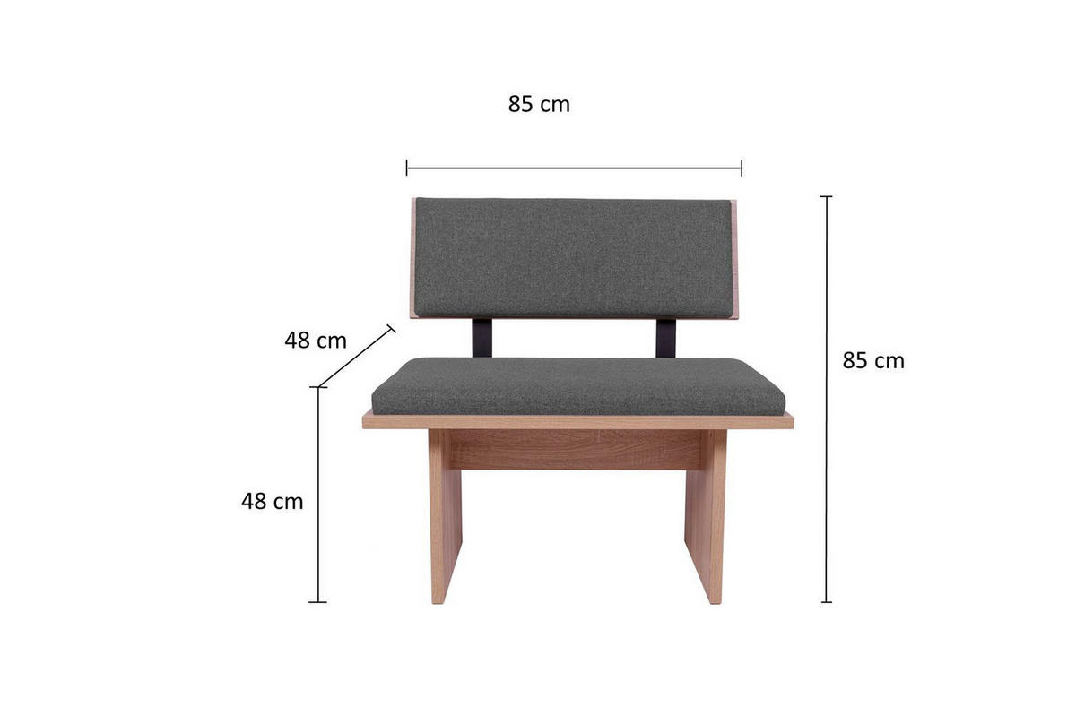 SITZBANK Die Stilvolle - Eichefarben/Grau, Holzwerkstoff/Textil (48/85/85cm) - Kundler Home