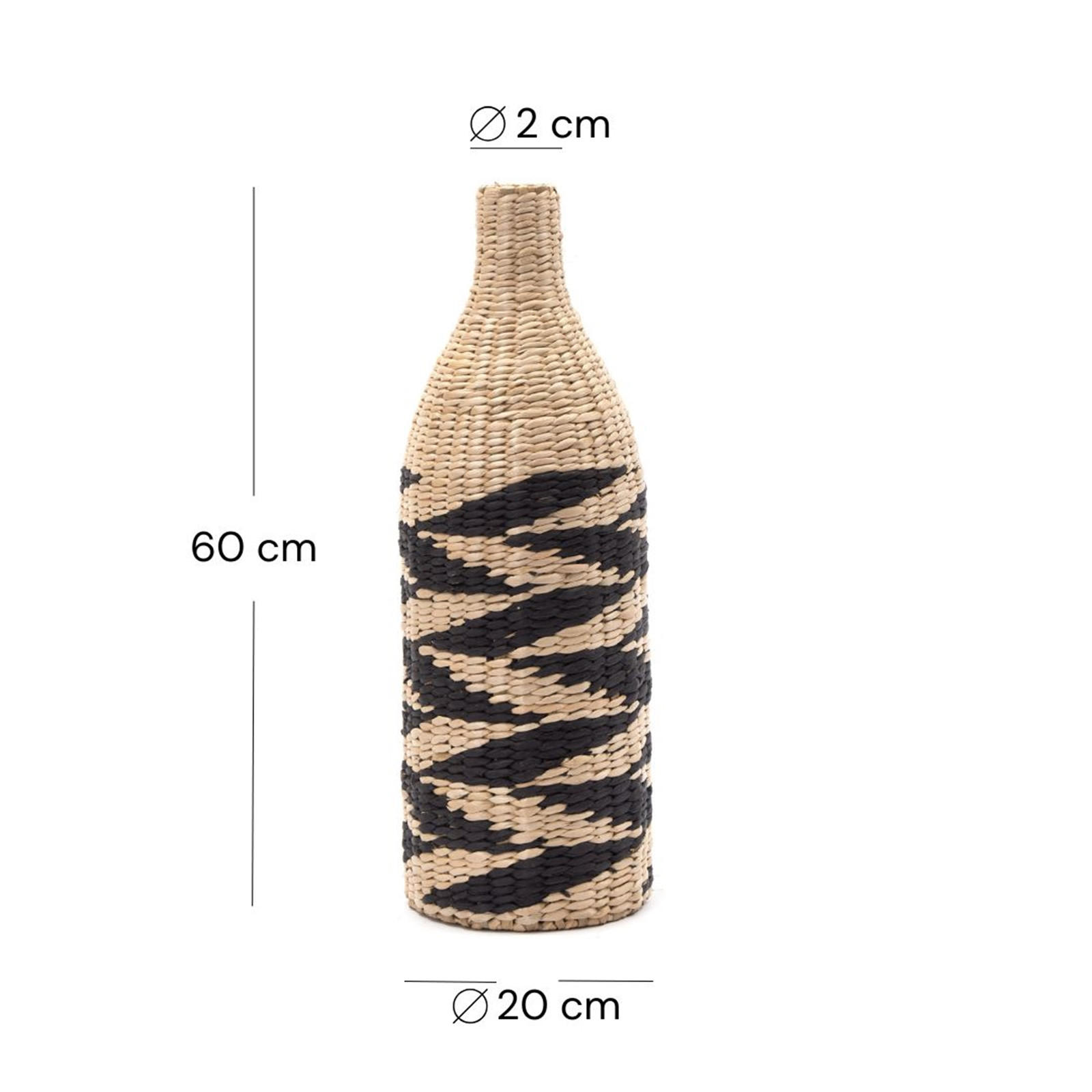 VASE Raya 60 cm, geflochtenes Stroh natur-schwarz - Naturfarben, Naturmaterialien (60cm) - CREEDWOOD