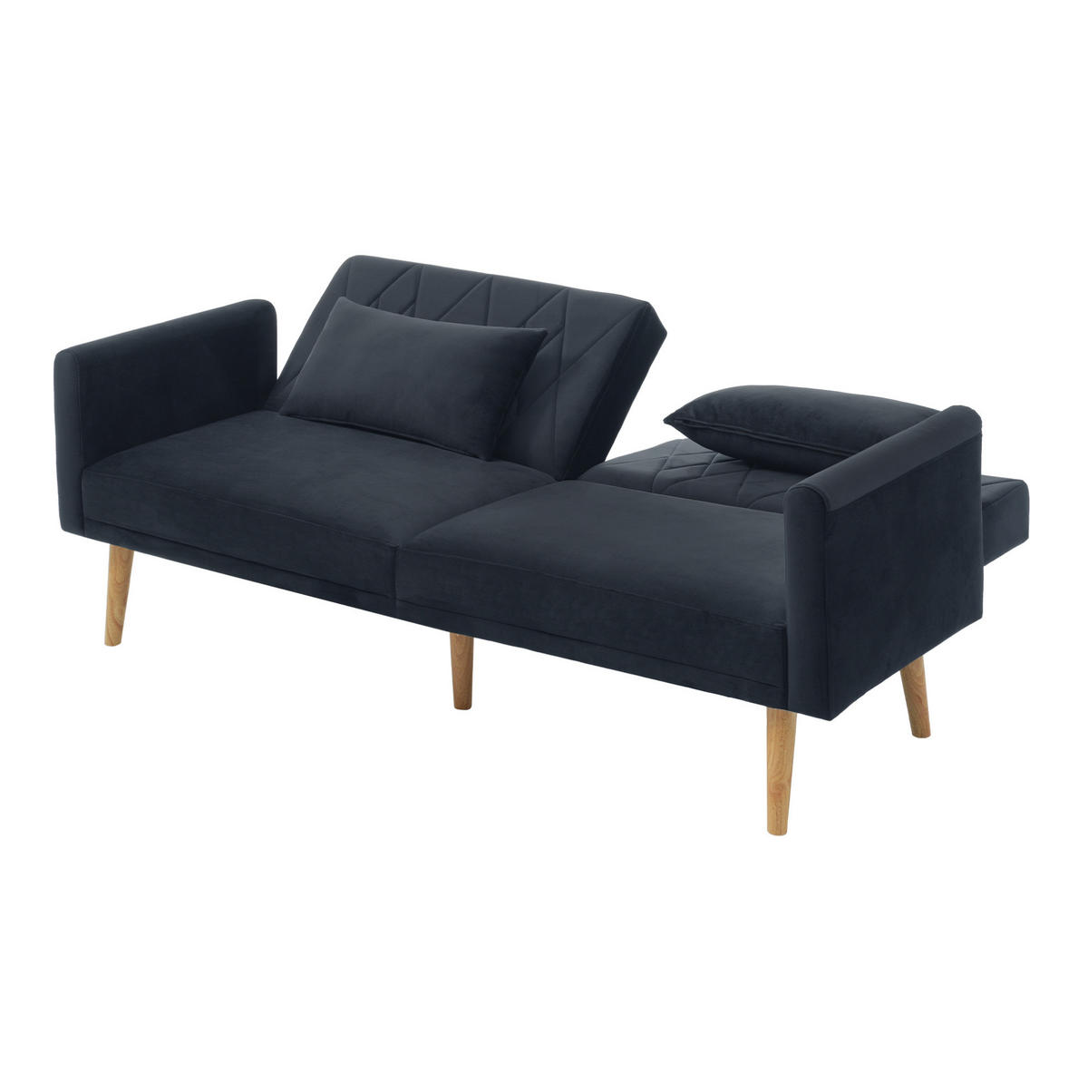SCHLAFSOFA 180/75/82 cm in Schwarz – mit Samtbezug und verstellbarer Rückenlehne - Schwarz, Textil (180/82/75cm) - BEAOK