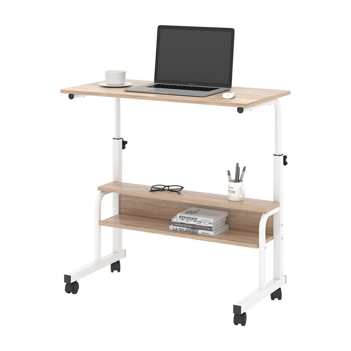 SCHREIBTISCH Bica Weiß 80 x 40 cm - Weiß/Sonoma Eiche, Holzwerkstoff (40/80/90cm) - Vicco