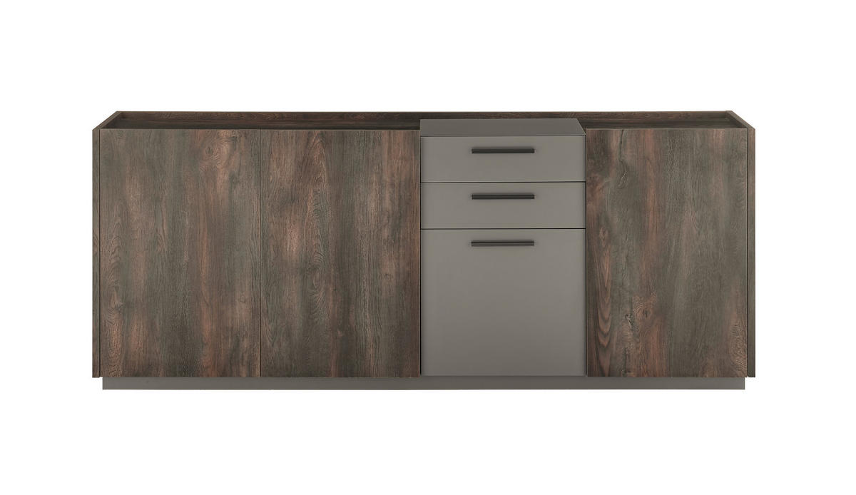 SIDEBOARD M18 Thermo Oak & Anthrazit 200/80/45 cm breit - Graubraun, Holzwerkstoff (200/80/45cm) - Livojo