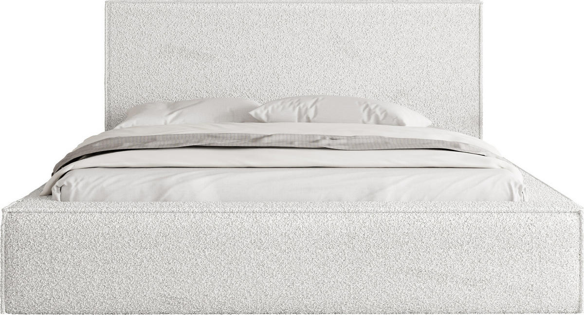 POLSTERBETT Terra mit Bettkasten, Creme Boucle 180x200 cm - Birkefarben/Schwarz, Holz/Holzwerkstoff (180/200cm) - WFL GROUP