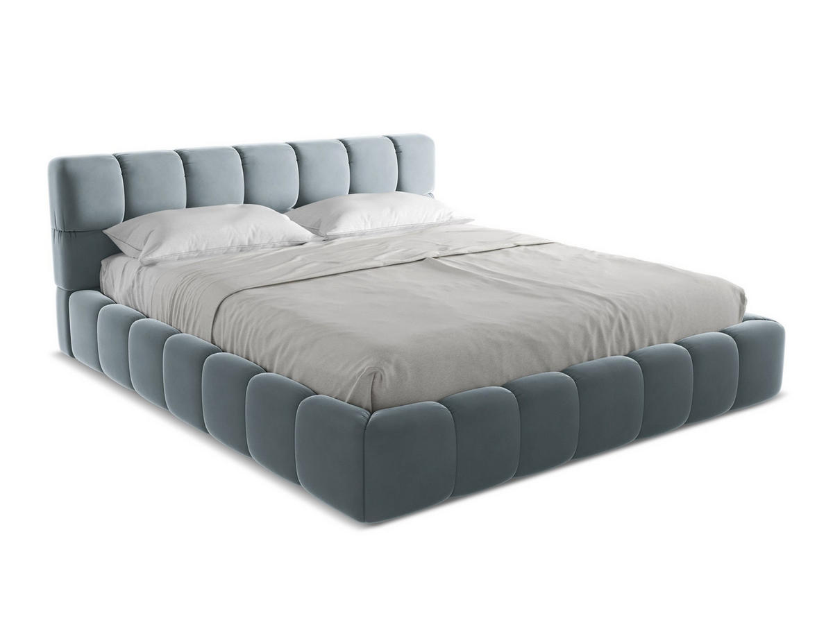 POLSTERBETT mit Bettkasten und Lattenrost 200x228 Blau - Blau/Schwarz, Kunststoff/Textil (180/200cm) - Makamii