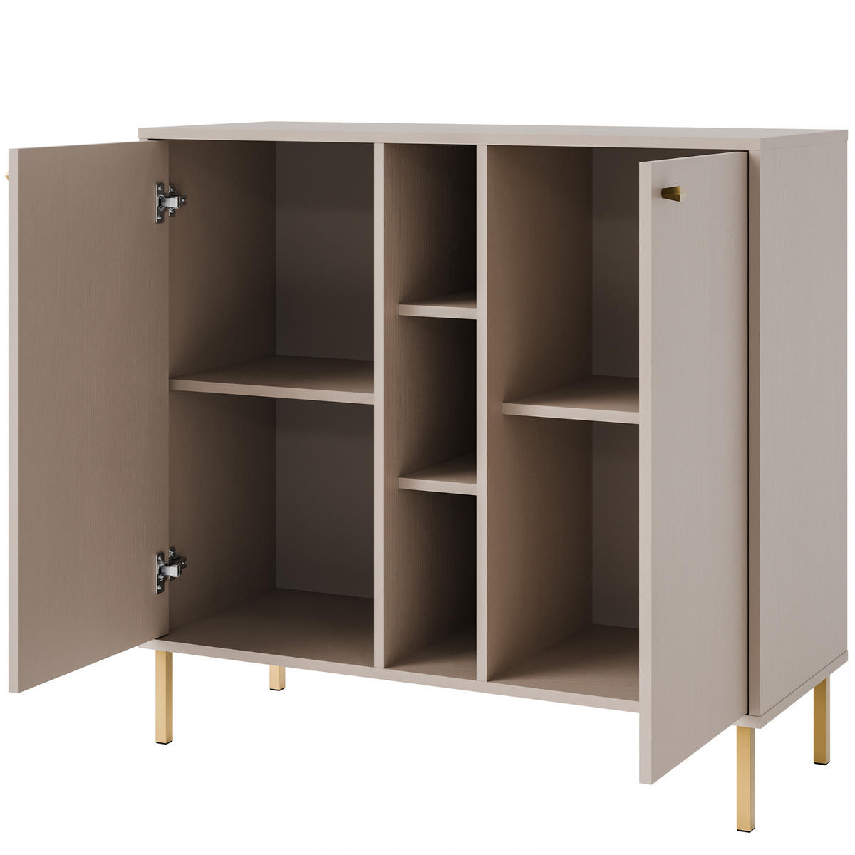 KOMMODE FLOREN, Creme/Gold - Creme, Holzwerkstoff/Metall (100.2/95/40.8cm) - KONSIMO®