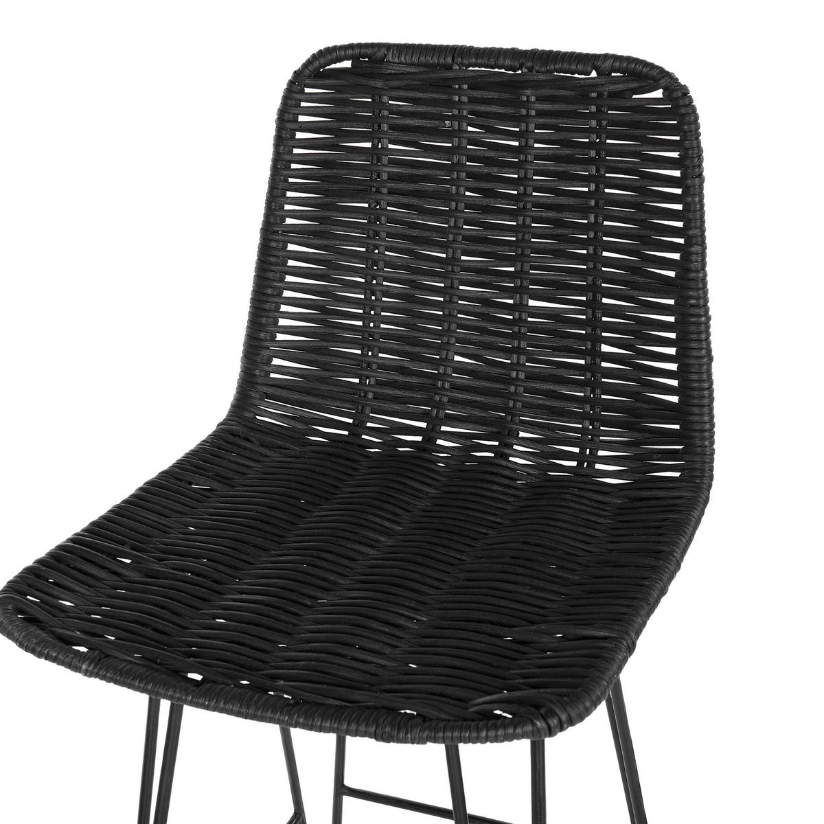BARHOCKER 2er-Set Rattan Schwarz Cassita - Schwarz, Naturmaterialen/Metall (43/103/47cm) - Beliani