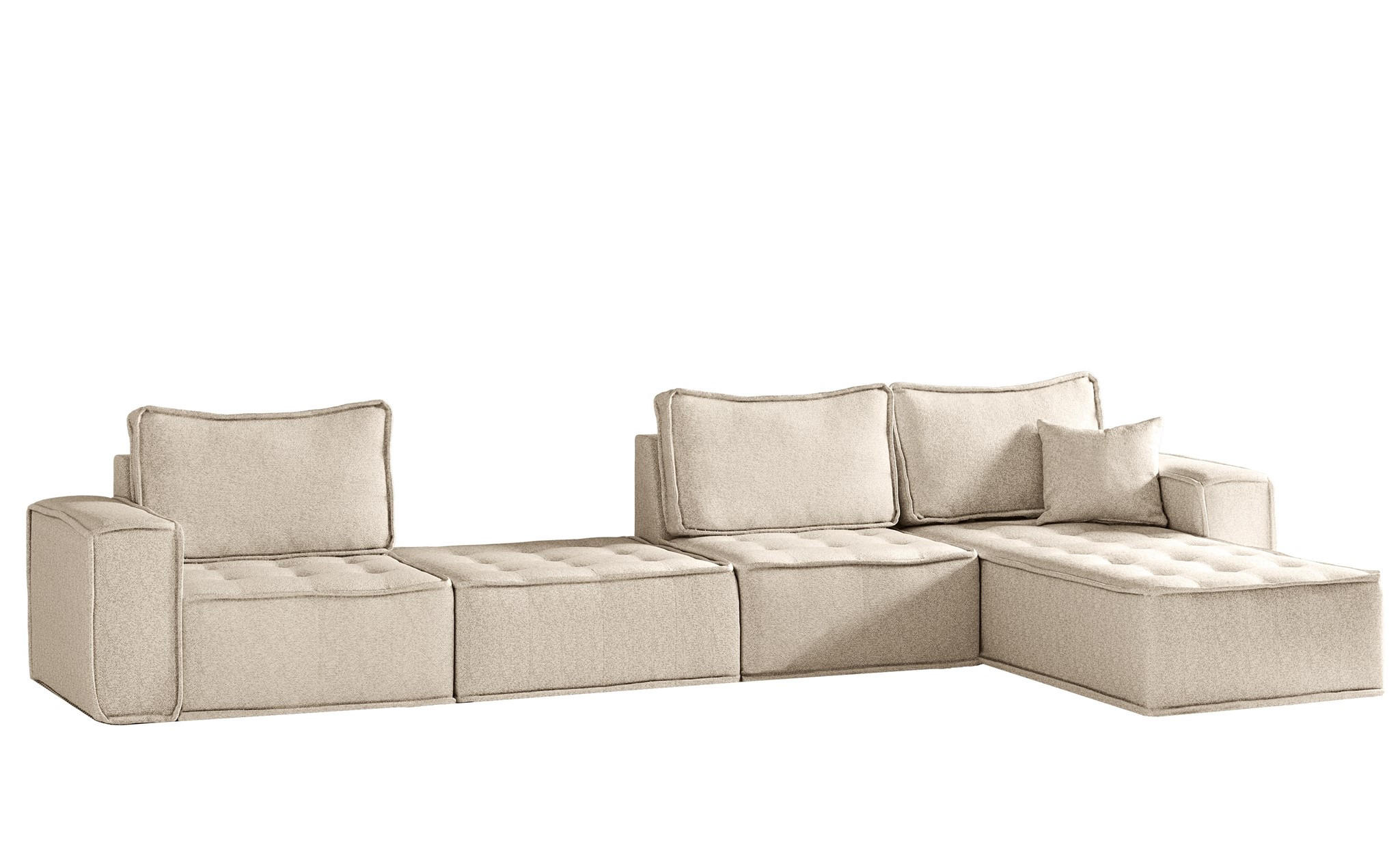 ECKSOFA Sande Xl In Raven - Creme, Holzwerkstoff/Textil (372/192cm) - Fun Möbel