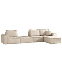 ECKSOFA Sande Xl In Raven - Creme, Holzwerkstoff/Textil (372/192cm) - Fun Möbel