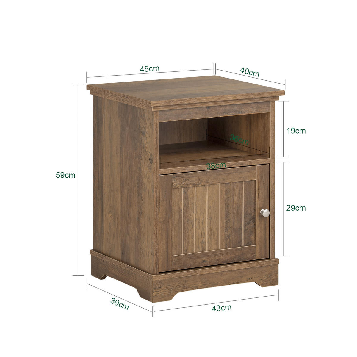 NACHTTISCH Vintagebraun - Braun, Holzwerkstoff (45/59/40cm) - SoBuy