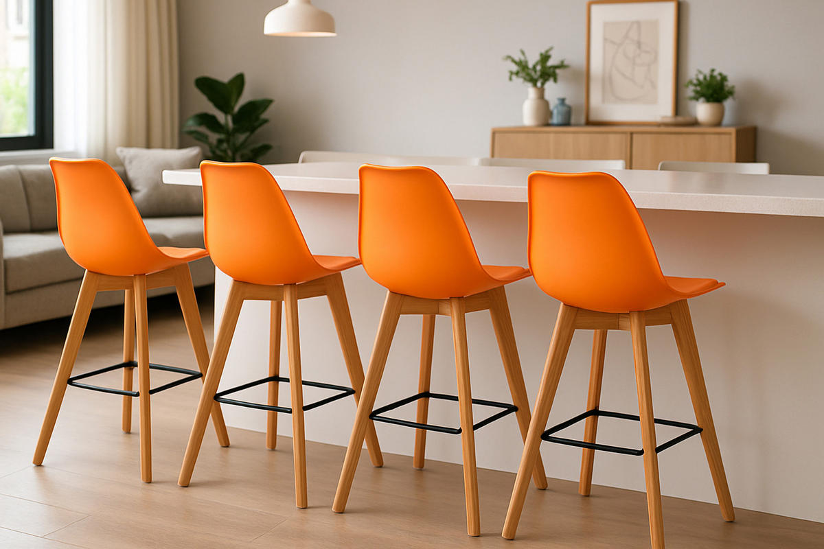 BARHOCKER 2er Set Meta Kunststoff natura orange - Orange, Holz/Kunststoff (48/112/56cm) - TPFLiving