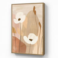 WANDLEUCHTE MIT AKKU Blumen - Abstrakt - Beige - Strichzeichnung 70x100 cm - Sandfarben, Holzwerkstoff (70/100/8cm) - OnlyWow