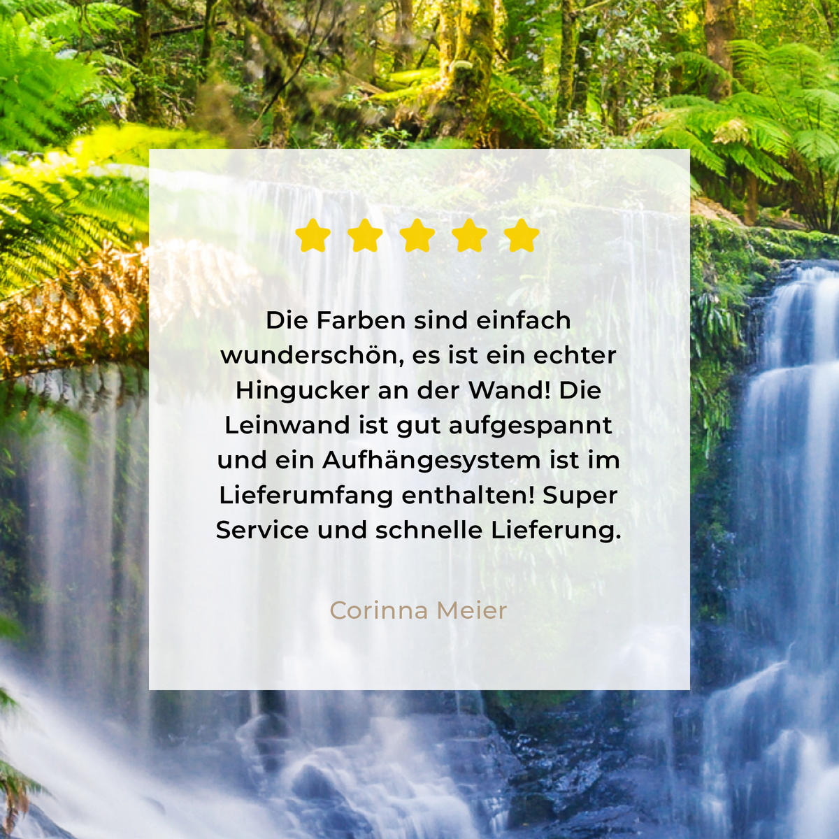 LEINWANDBILD Dschungel - Wasserfall - Australien - Pflanzen - Natur 20x20 cm - Dunkelgrün, Textil (20/20cm) - MuchoWow