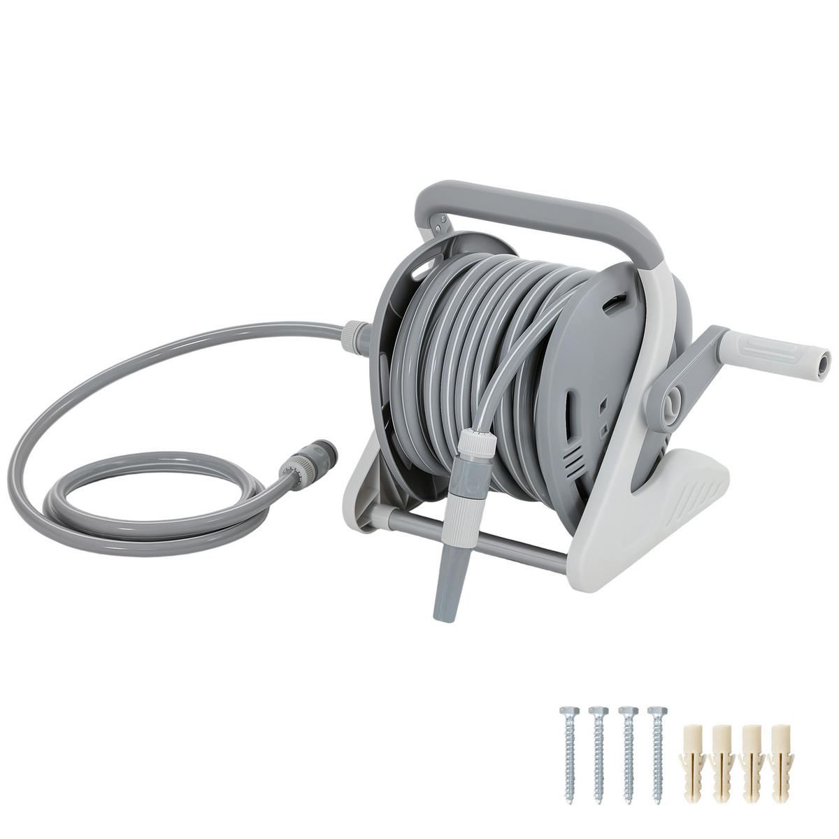 SCHLAUCHAUFROLLER DE-13864 22 m mit 2-Modus-Düse Grau - Grau, Kunststoff (28/32/40cm) - ComfortXL