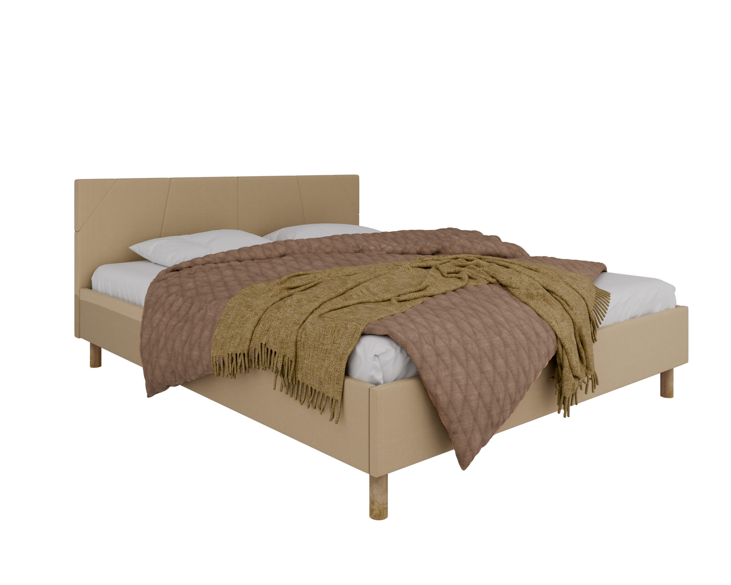 POLSTERBETT ALMORE 160x200cm Federkernmatratze ELDAR (18cm), Creme - Creme, Holz (160/200cm) - Homesy