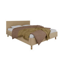 POLSTERBETT ALMORE 160x200cm, Taschenfederkernmatratze LIORA(19cm), Creme - Creme, Holz (160/200cm) - Homesy
