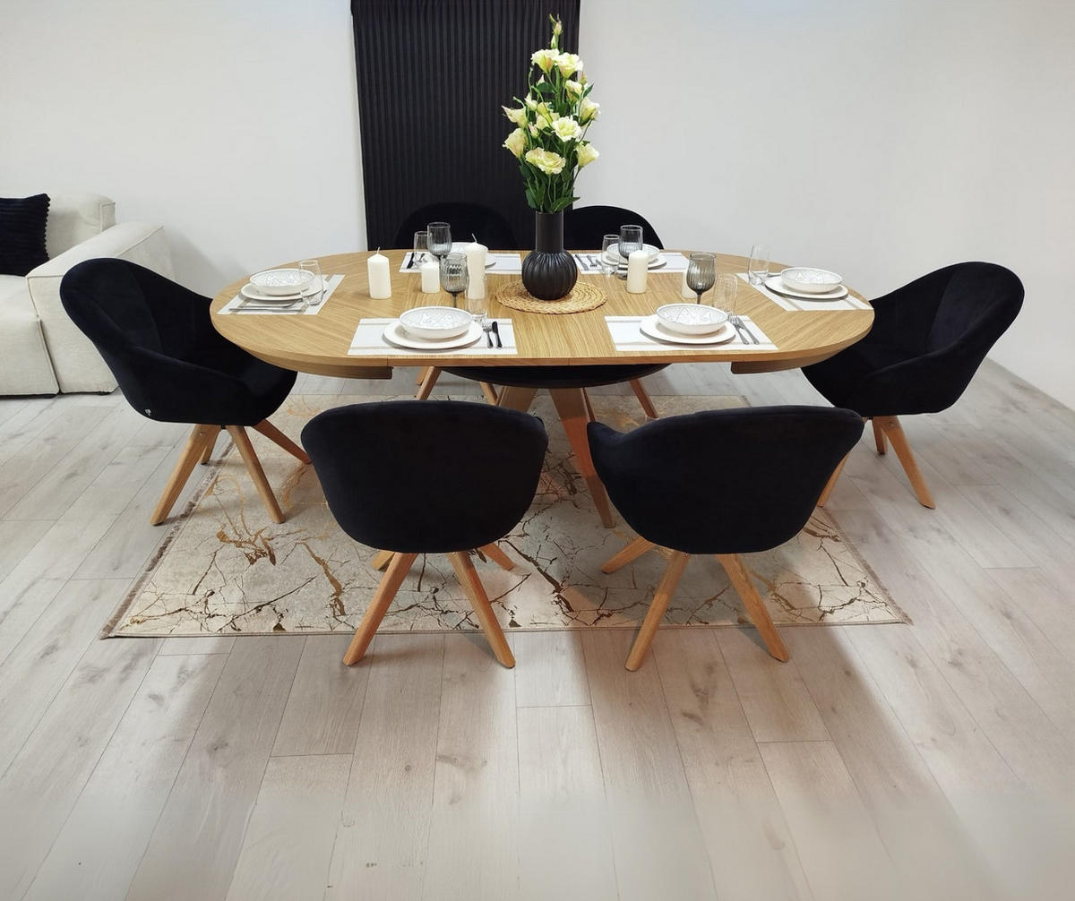 ESSTISCH INTARSIO Ausziehbar 130 - 230 / 130 x 76 cm - Eichefarben, Holz (130/130/76cm) - MASSENO