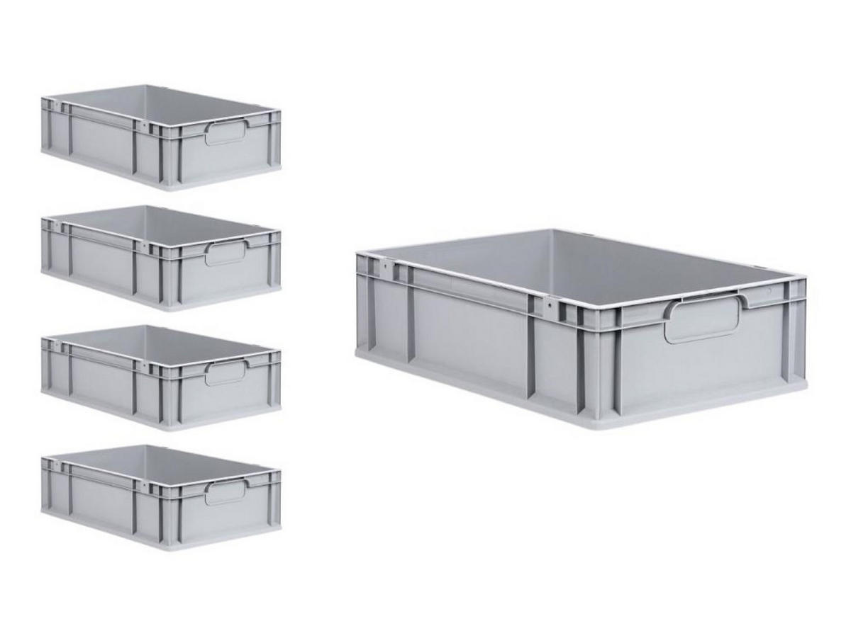 EUROBOX 5x Nextgen Economy Griffe Geschlossen 17x40x60cm 34 Liter - Grau, Kunststoff (40/17/60cm) - PROREGAL