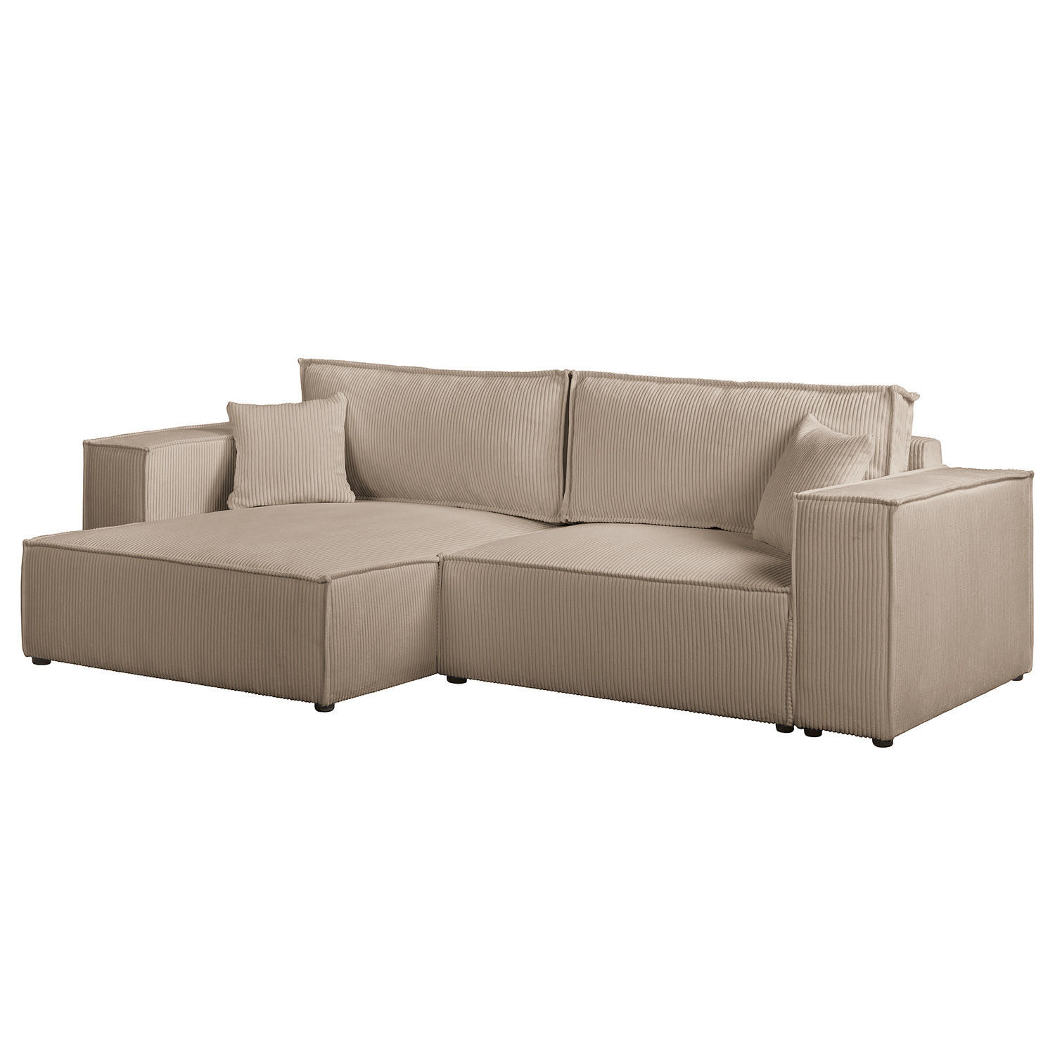 ECKSOFA mit Schlaffunktion - 255 cm - Schwarz/Cappuccino, Kunststoff/Textil (255/148cm) - home24