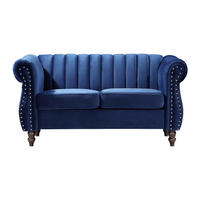 SOFA ohne Schlafmöglichkeit - 2 Personen - Samt, Stoff - Königsblau - - Blau, Textil (150/77/78cm) - Vente-Unique