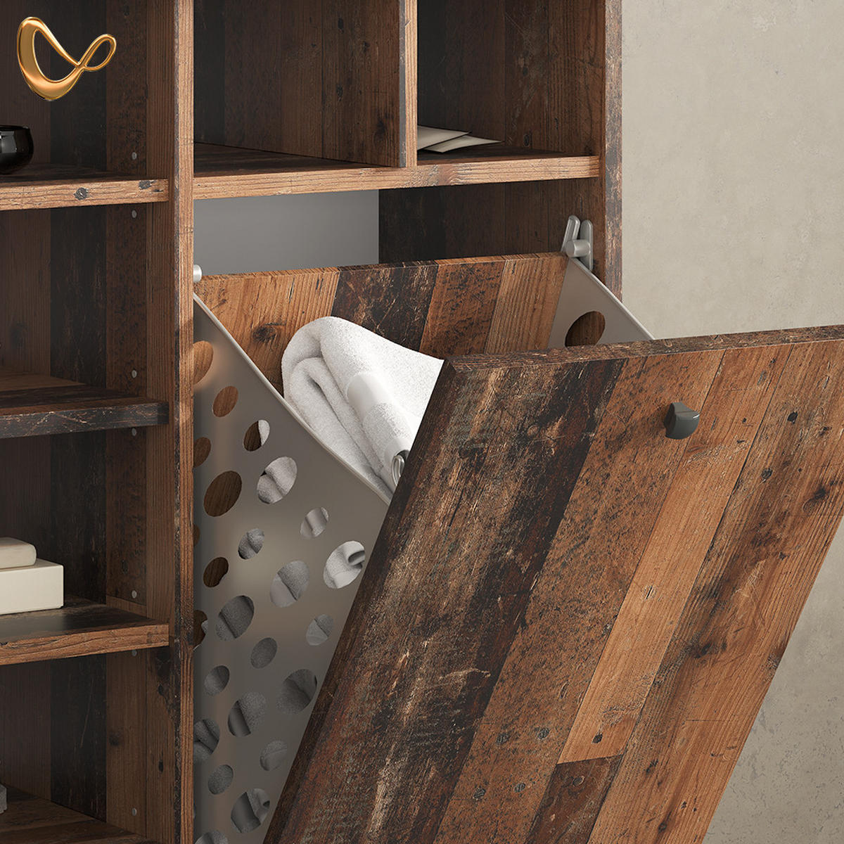 BADSCHRANK Fucino Eiche rustikal 78.4 x 91.6 cm - Wildeiche, Holzwerkstoff (78.4/91.6/34cm) - Livinity®