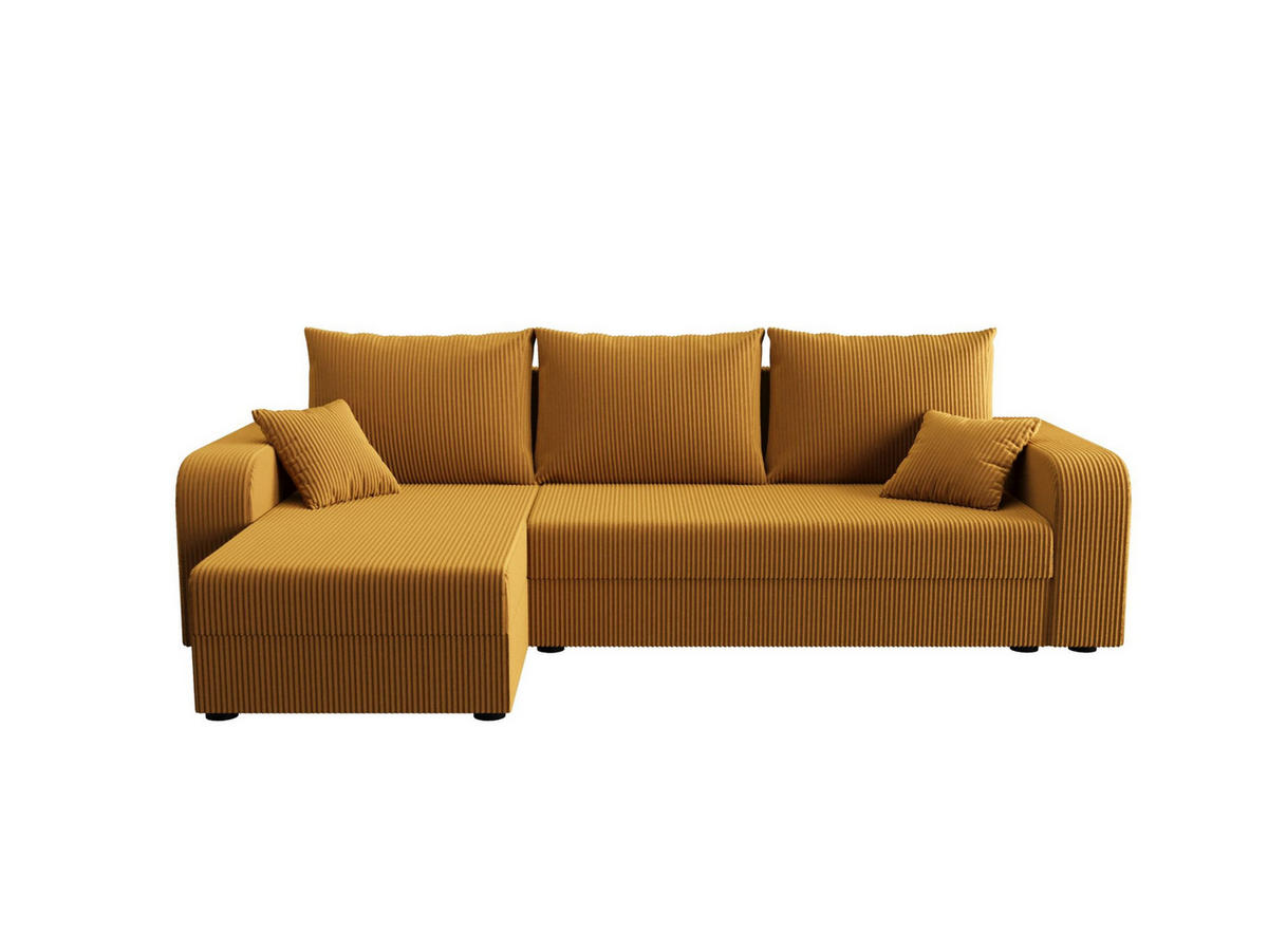 ECKSOFA HEWLET L BIS Zoom 9 Links mit Schlaffunktion - Currygelb, Textil (240/140cm) - Bedante