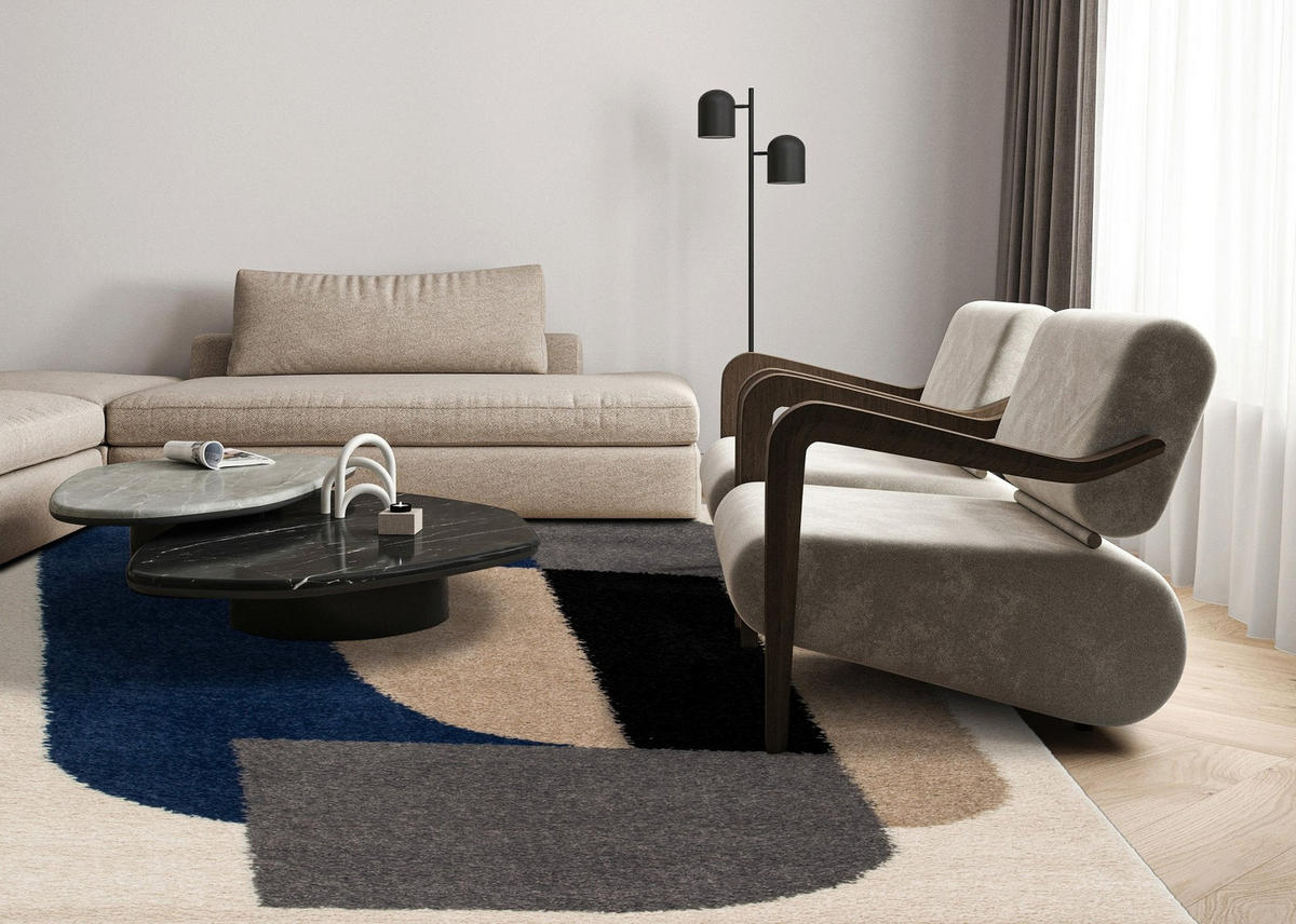 TEPPICH trendig modern blau - Blau, Textil (200/290cm) - AFK Living