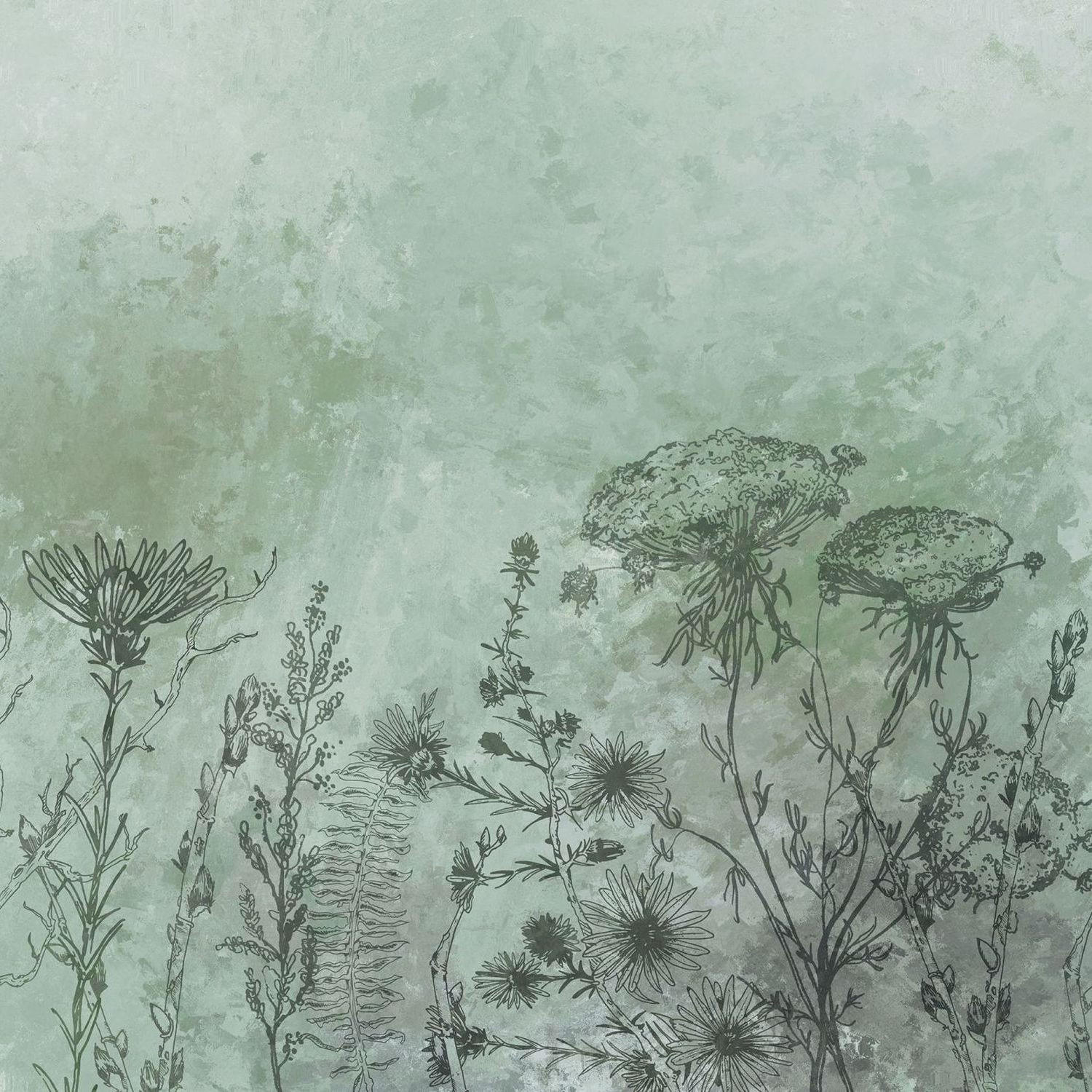 FOTOTAPETE Blumen 300 x 280 cm - Grün, Papier (300/280cm) - Sanders & Sanders